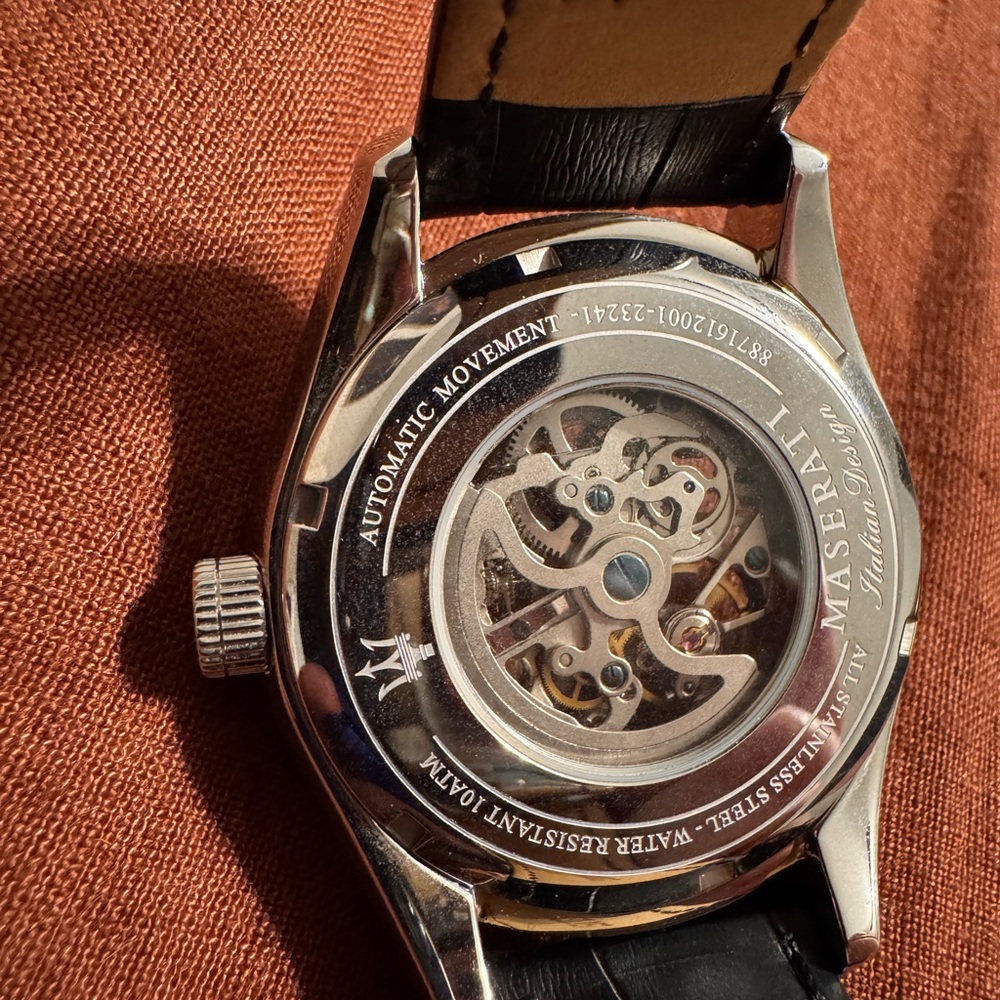 Silver and Black Men's Maserati Watch